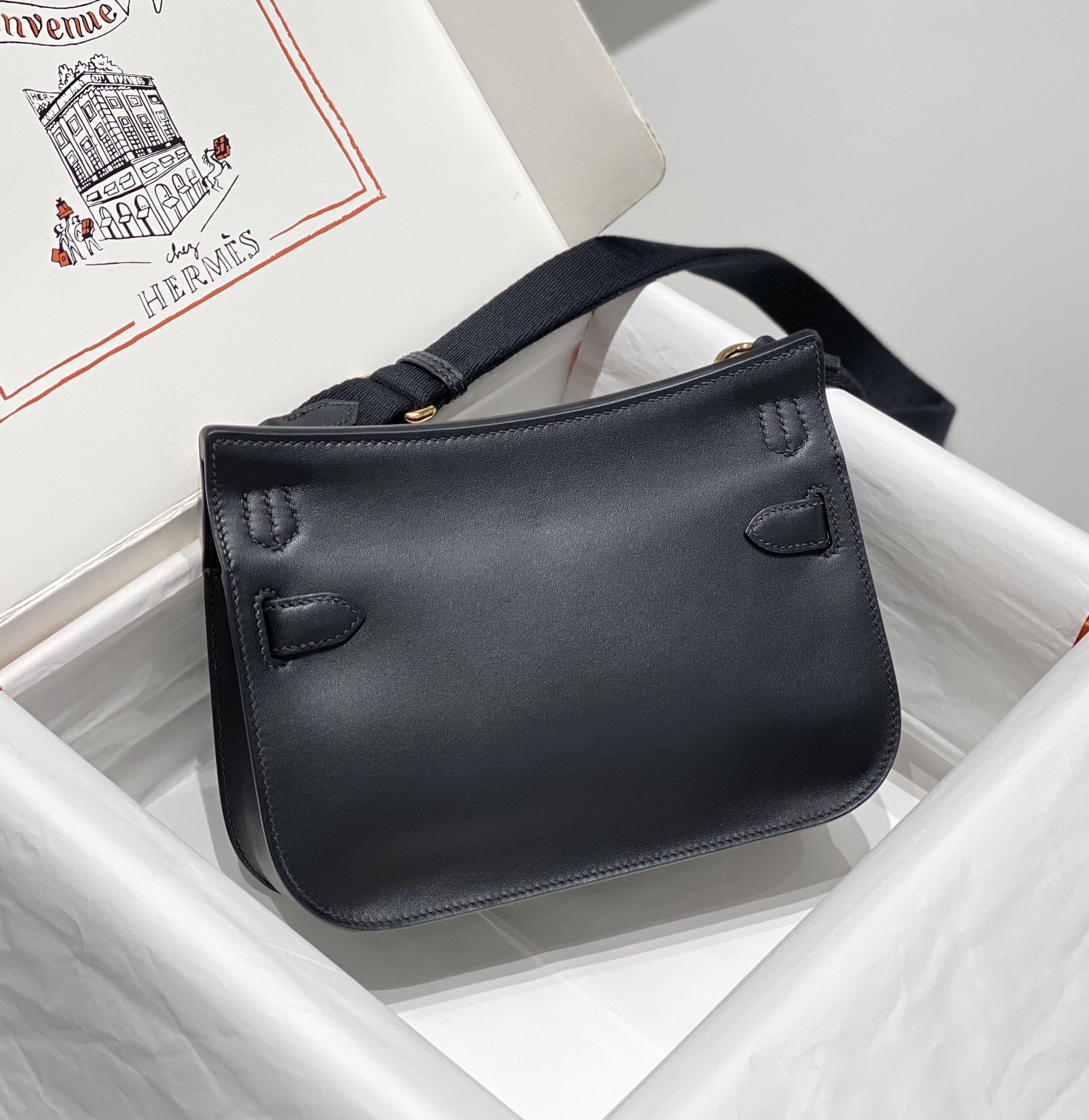 Hermes Jypsiere Mini Shoulder Bag In Black Swift Leather